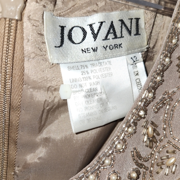 JOVANI Taupe Dress with beaded trim on gown and Jacket - Picture 6 of 6